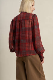 Plaid  Bow Tie Top