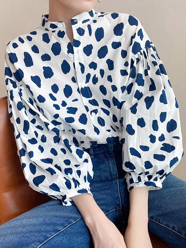 Puff Sleeves Polka-Dot Top