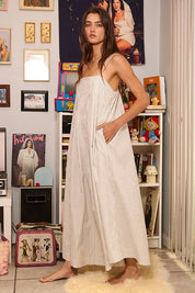 Stripe Wide Leg Front Pleat Jumpsuit