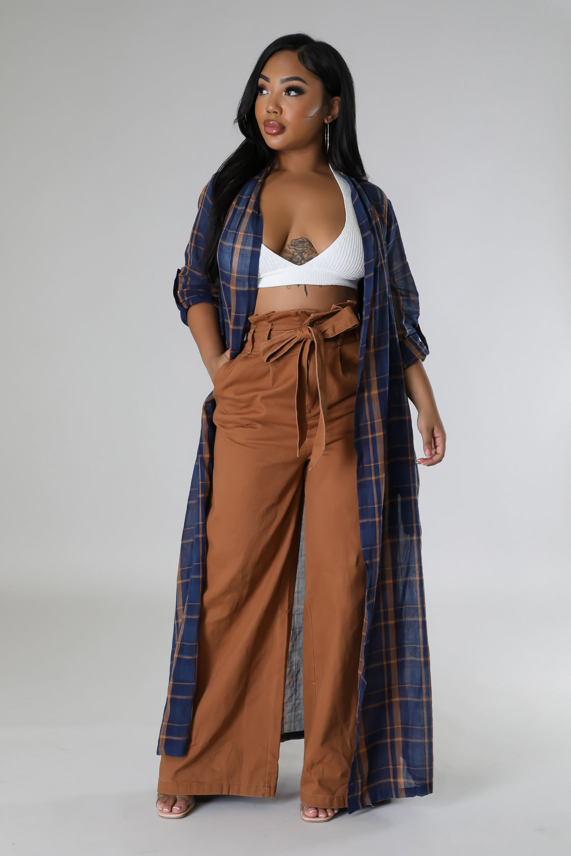 Pretty In Plaid Button Up Maxi Cardigan
