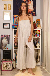 Stripe Wide Leg Front Pleat Jumpsuit