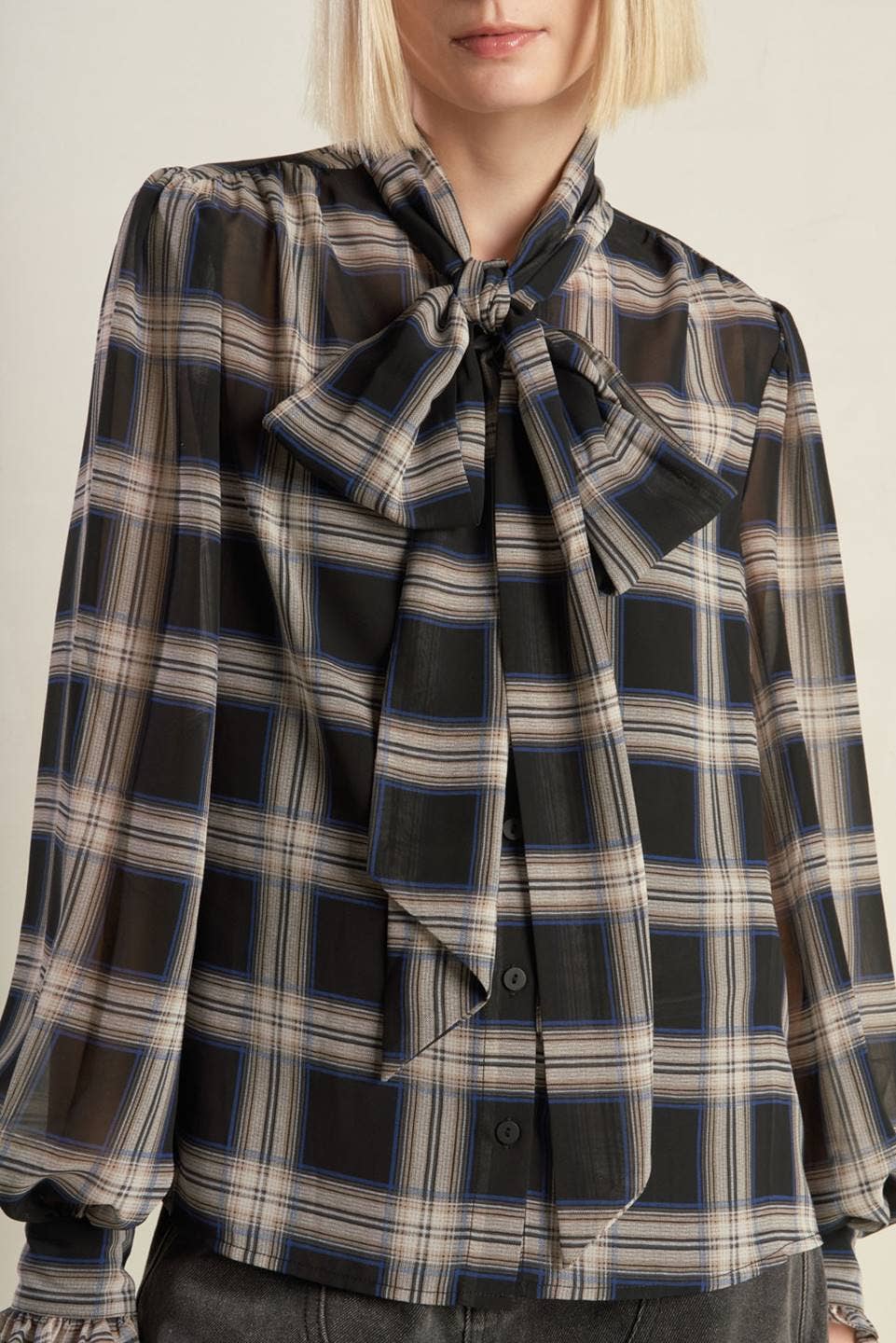 Plaid  Bow Tie Top