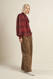 Plaid  Bow Tie Top