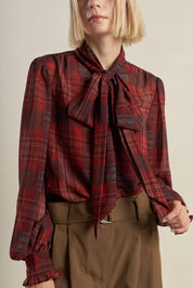 Plaid  Bow Tie Top