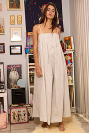 Stripe Wide Leg Front Pleat Jumpsuit