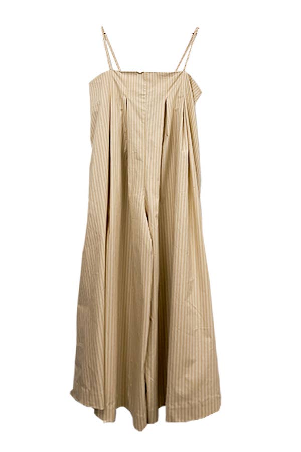 Stripe Wide Leg Front Pleat Jumpsuit