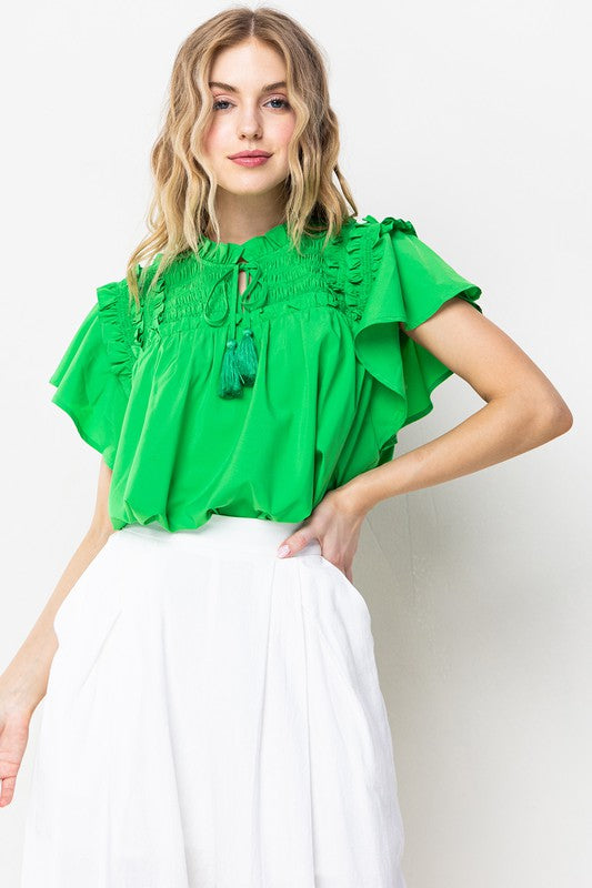 Green Ruffle Top