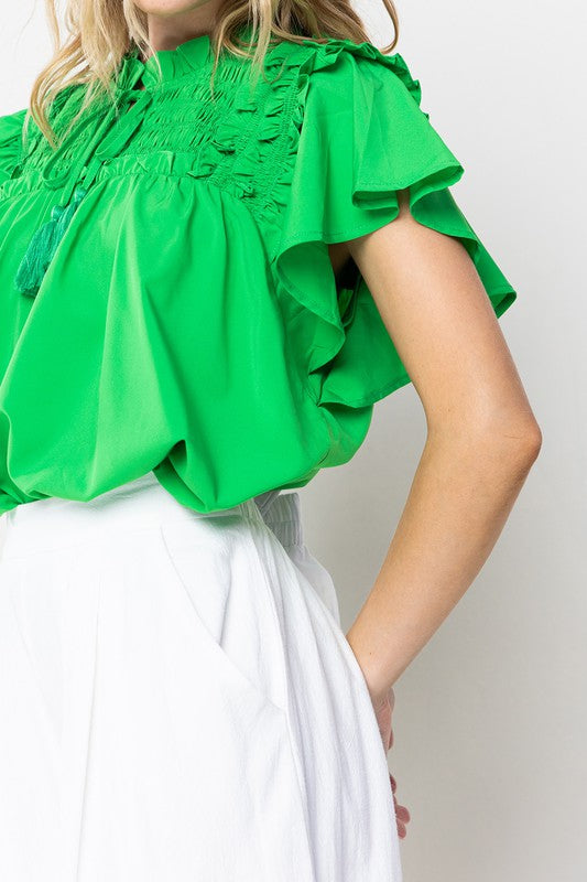 Green Ruffle Top