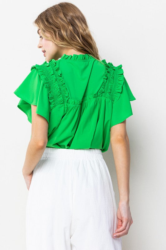 Green Ruffle Top