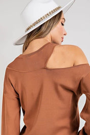 She’s So Cold-Shoulder Knit Top