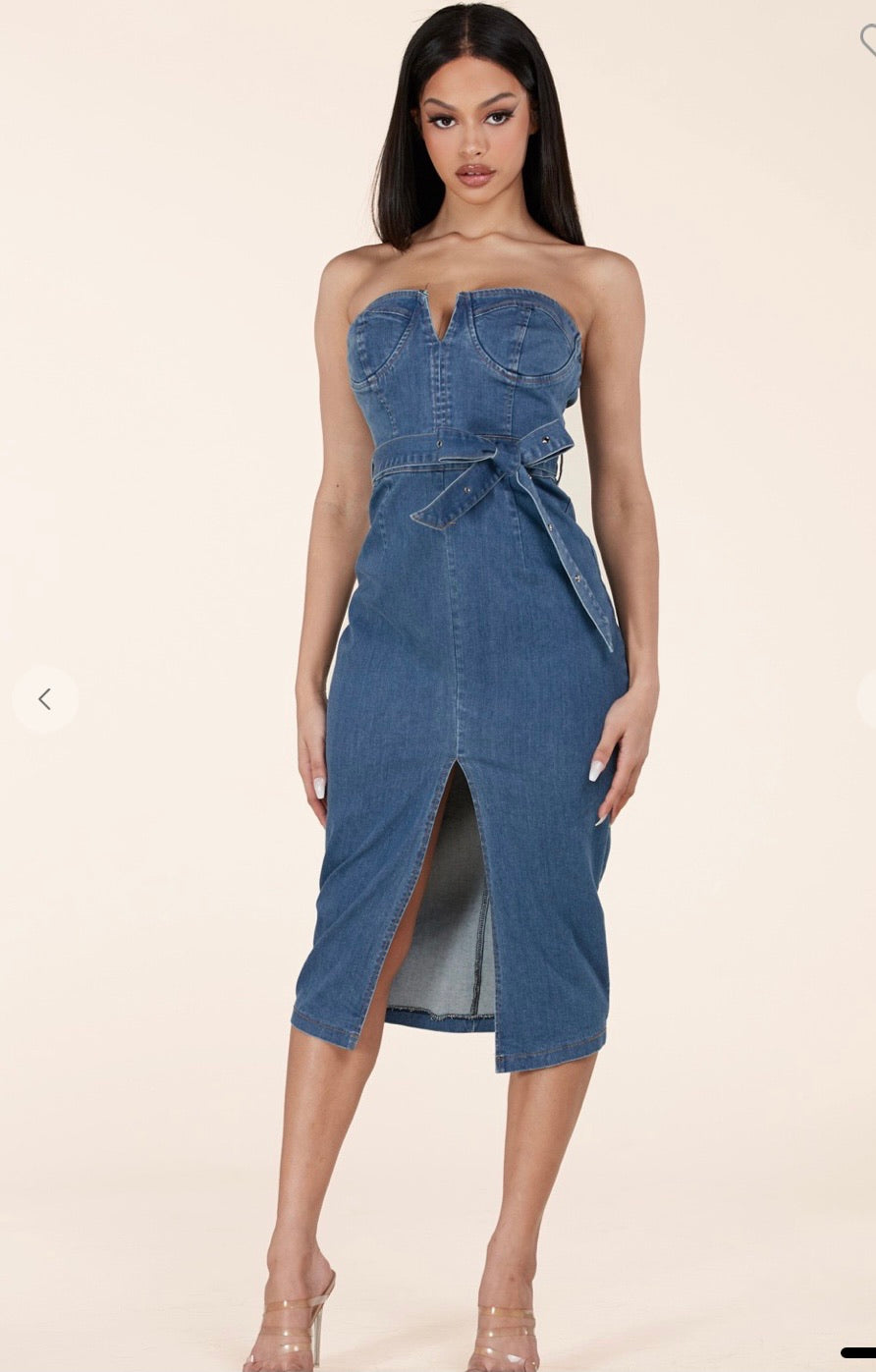 Don’t Wait Up Denim Dress