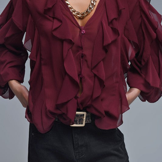 Elegant fall ruffle top 