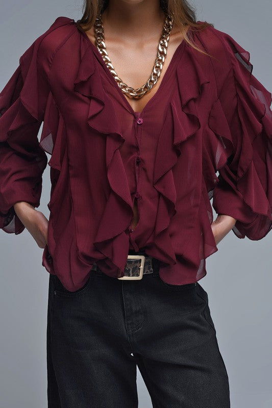 Elegant fall ruffle top 