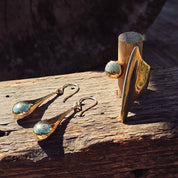 Brass droplet teardrop tear hanging dangle earrings