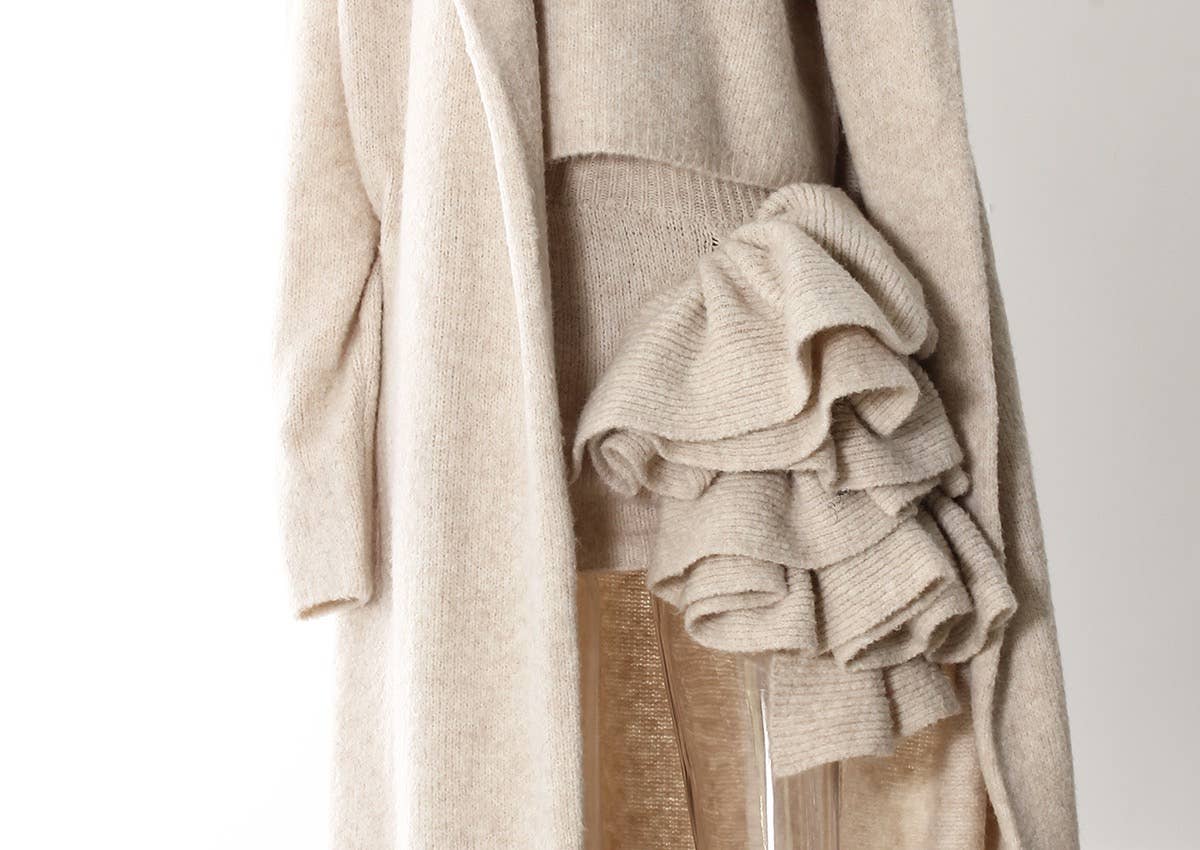 Soft Neutrals Knit Set – Jacket, Turtleneck & Skirt