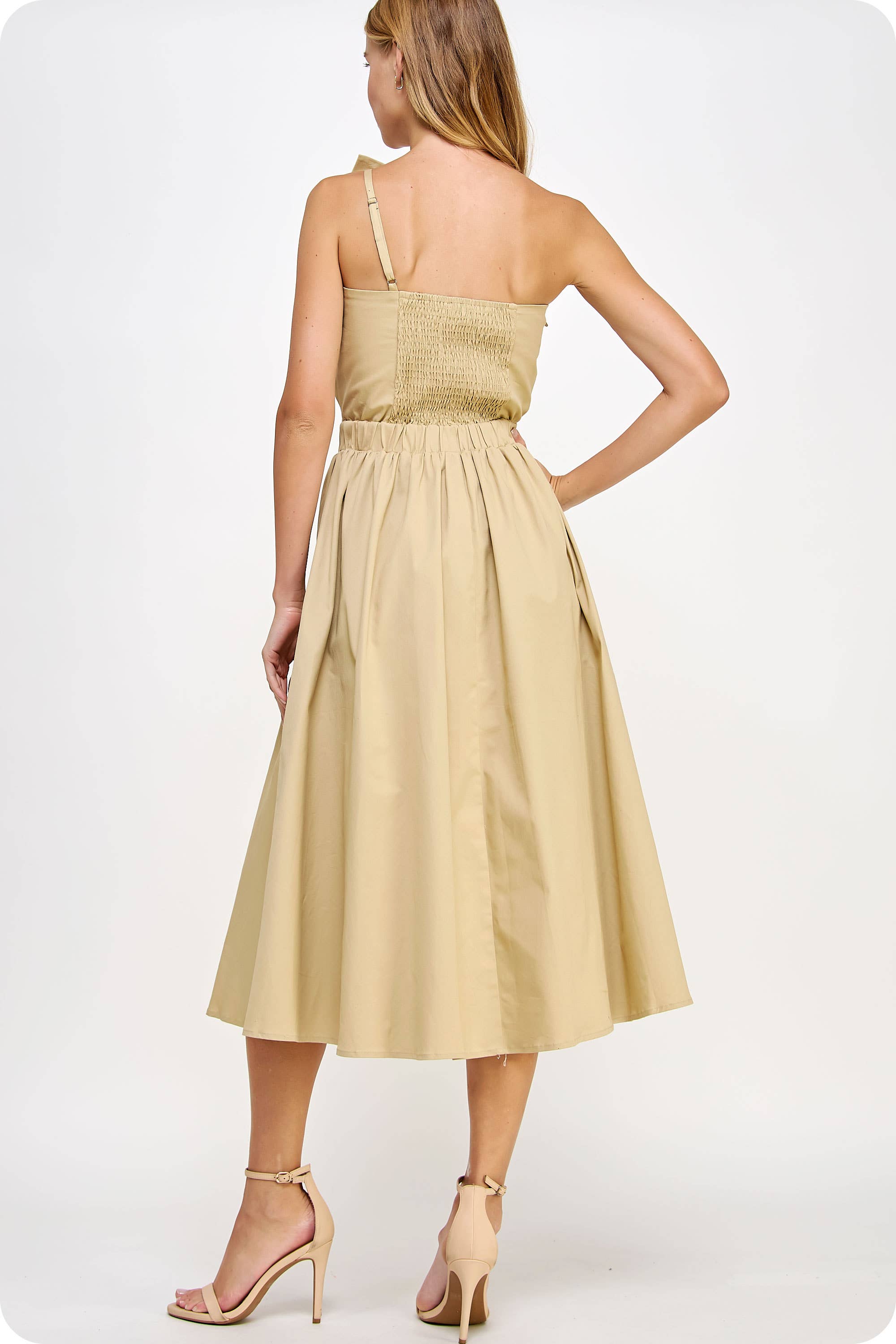 Knotted Flower Bow Midi Dress
