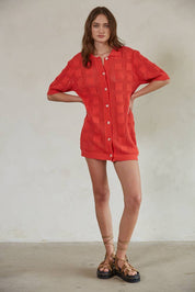 Knit Cotton Sweater Cardigan Mini Dress