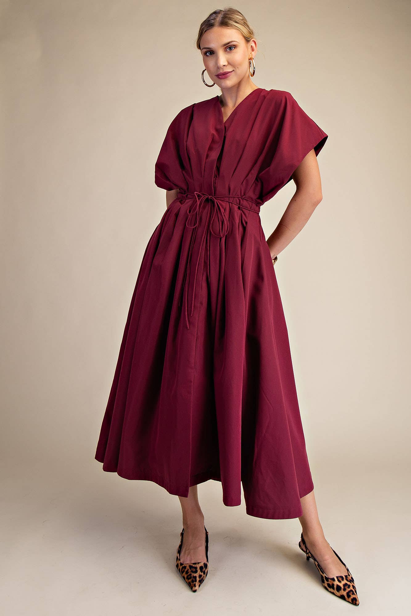 Wine Me Pleated Midi Dress