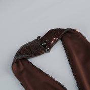 Sequin Halter Deep V High-Waist Flared Party Jumpsuit