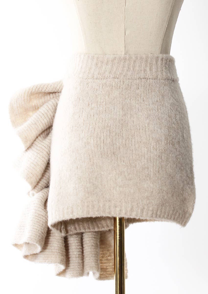 Soft Neutrals Knit Set – Jacket, Turtleneck & Skirt
