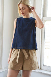 Tie-Back Denim Top