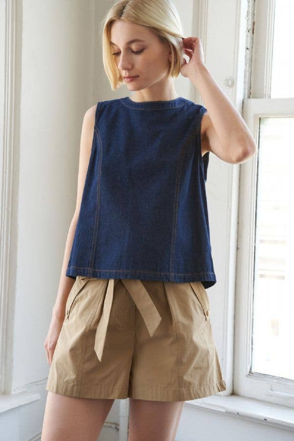 Tie-Back Denim Top