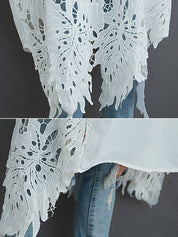 Hollow Solid Long Blouse