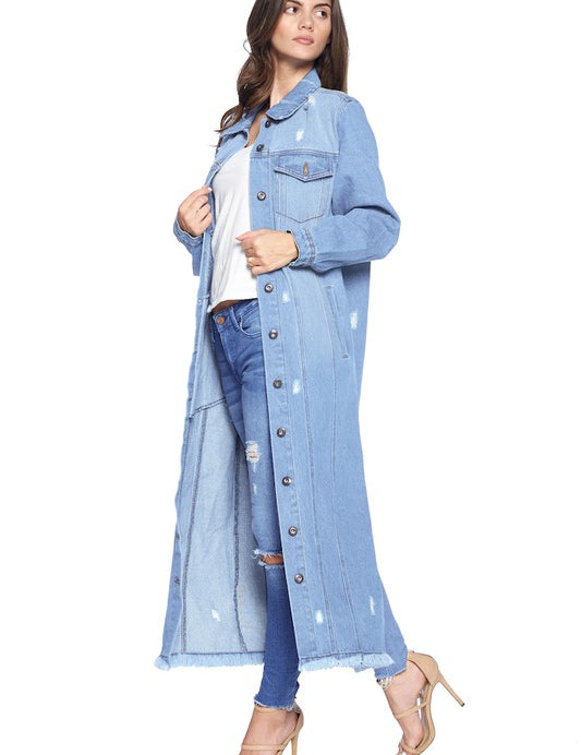 DENIM LONG JACKETS DISTRESSED WASHED