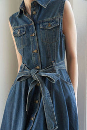 A Chic Denim Hi-Lo Midi Dress
