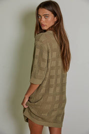 Knit Cotton Sweater Cardigan Mini Dress