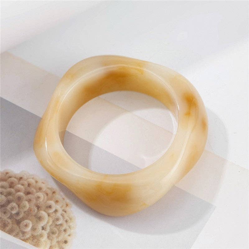 Vintage Wide Bangle Bracelet - Polygon Semi-Transparent