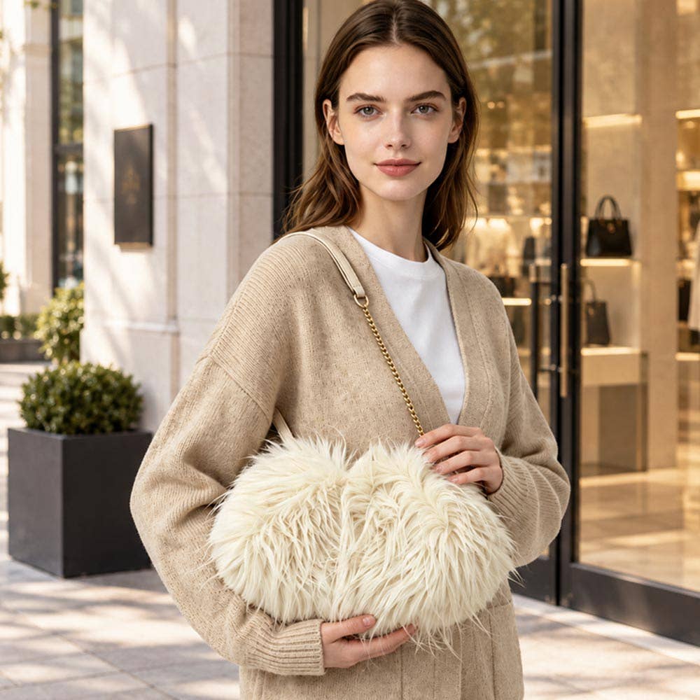 Fluffy Faux Feather Fur Chain Strap Shoulder Handbag