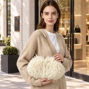 Fluffy Faux Feather Fur Chain Strap Shoulder Handbag