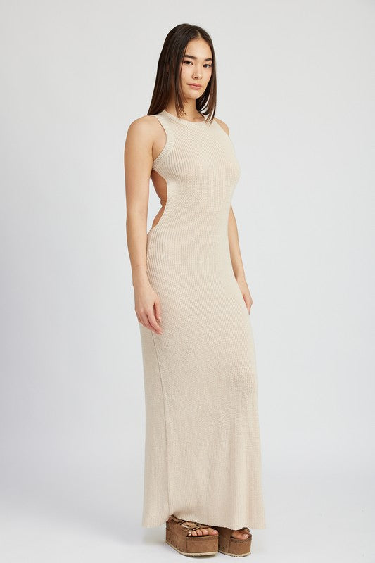 HALTER NECK MAXI DRESS WITH OPEN BACK