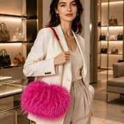 Fluffy Faux Feather Fur Chain Strap Shoulder Handbag