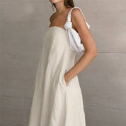 Strapless Linen Maxi Dress
