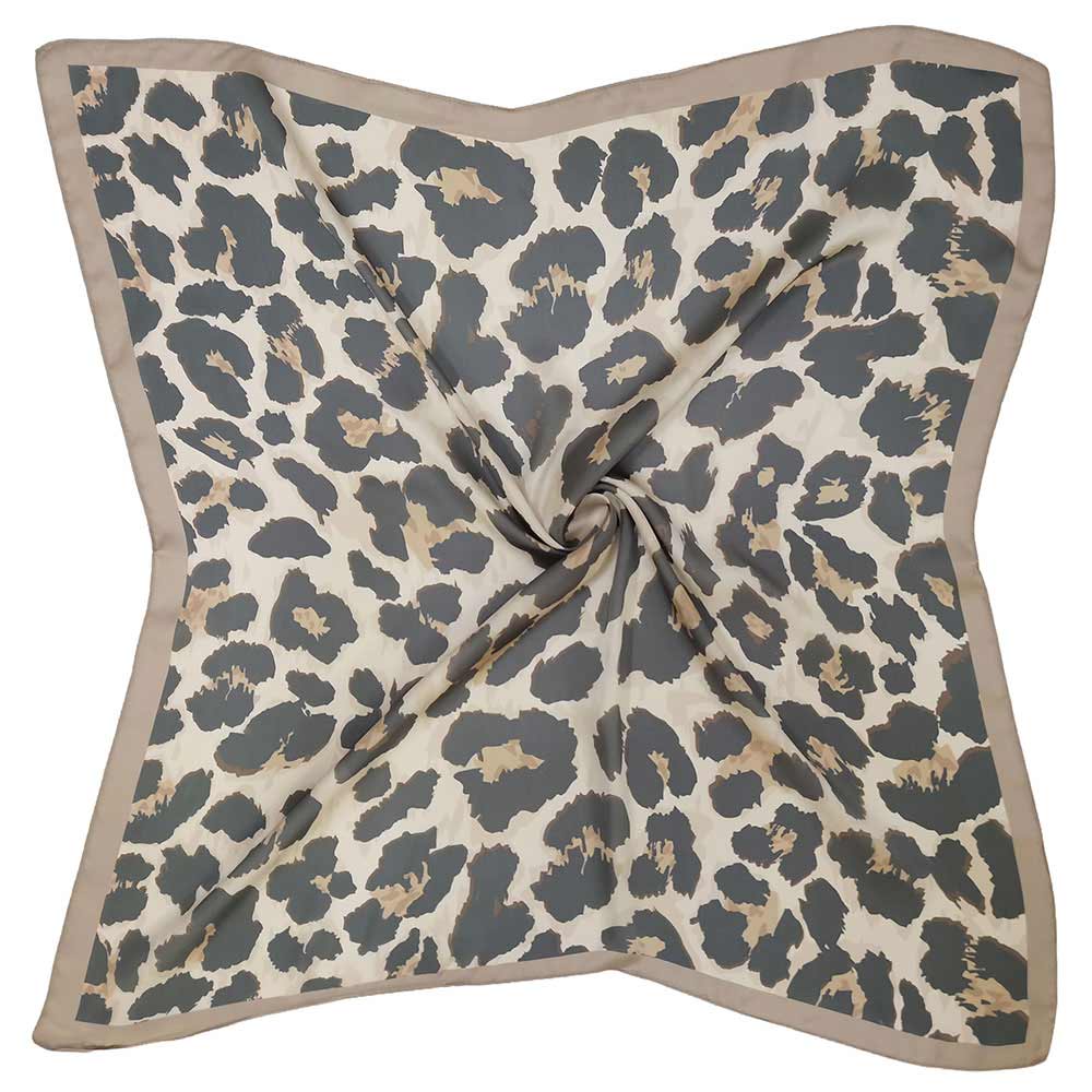 Framed Border Leopard Print Square Scarf