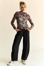 Women’s Elastic Waist Long Barrel Pants with Pockets | Relaxed Fit Everyday Trousers