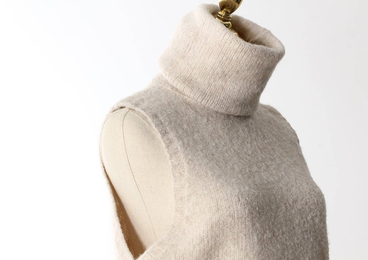 Soft Neutrals Knit Set – Jacket, Turtleneck & Skirt