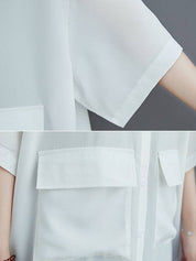 Hollow Solid Long Blouse