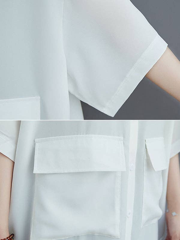 Hollow Solid Long Blouse
