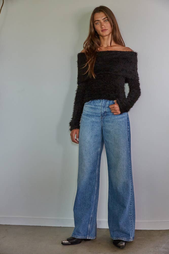 Foldover Off The Shoulder Pullover Top
