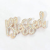 Rhinestone Pave BLESSED Pin Brooch