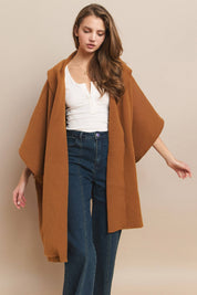 Soft Brushed  Knit Poncho with pockets