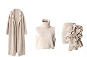Soft Neutrals Knit Set – Jacket, Turtleneck & Skirt