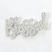 Rhinestone Pave BLESSED Pin Brooch