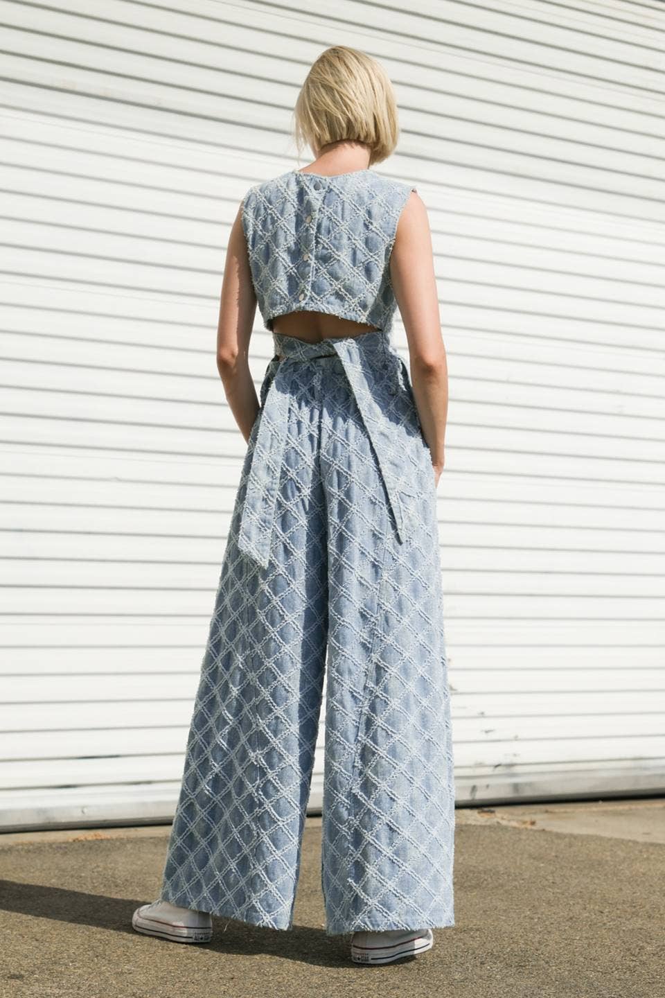 A Chic Textured Denim Pant