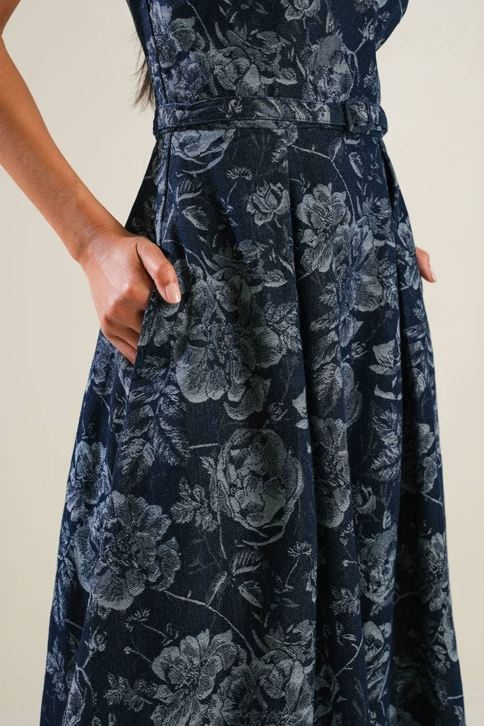 A Jacquard Denim Midi Dress