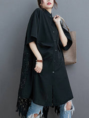 Hollow Solid Long Blouse