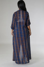 Pretty In Plaid Button Up Maxi Cardigan